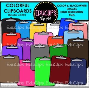 Colorful Clipboards Clip Art Bundle {Educlips Clipart}