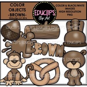 Color Objects - BROWN - Clip Art Bundle {Educlips Clipart}