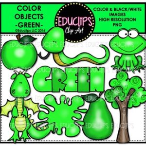 Color Objects - GREEN - Clip Art Bundle {Educlips Clipart}
