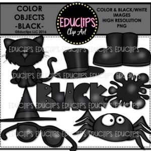 Color Objects - BLACK - Clip Art Bundle {Educlips Clipart}