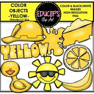Color Objects - YELLOW - Clip Art Bundle {Educlips Clipart}