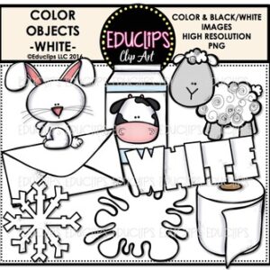 Color Objects - WHITE - Clip Art Bundle {Educlips Clipart}