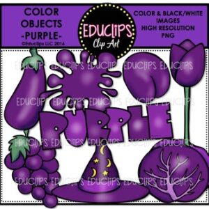 Color Objects - PURPLE - Clip Art Bundle {Educlips Clipart}