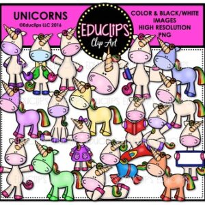 Unicorns Clip Art Bundle  {Educlips Clipart}
