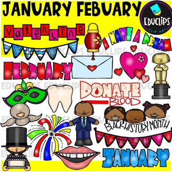 January February Clip Art Set {Educlips Clipart}