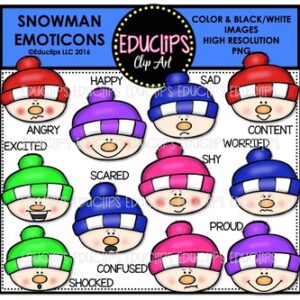 Snowman Emoticons Clip Art Bundle  {Educlips Clipart}