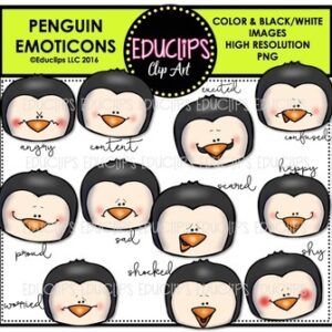 Penguin Emoticons Clip Art Bundle  {Educlips Clipart}