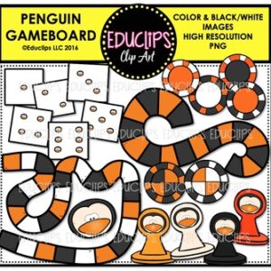 Penguin Game Board Clip Art Bundle  {Educlips Clipart}