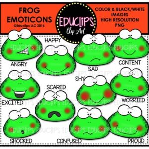 Frog Emoticons Clip Art Bundle  {Educlips Clipart}