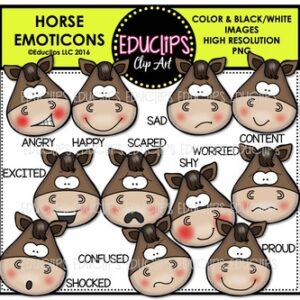Horse Emoticons Clip Art Bundle  {Educlips Clipart}