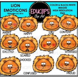 Lion Emoticons Clip Art Bundle  {Educlips Clipart}