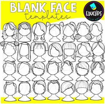 Blank Face Templates Clip Art Set  {Educlips Clipart}
