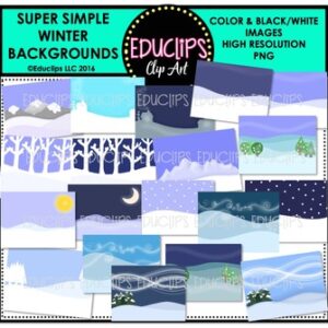 Super Simple Winter Backgrounds Clip Art Bundle  {Educlips Clipart}