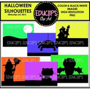 Halloween Silhouettes Clip Art Bundle  {Educlips Clipart}
