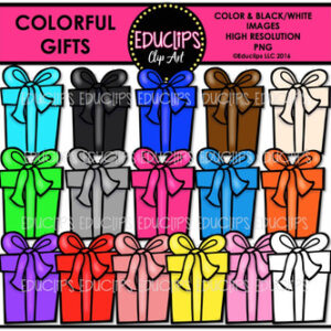 Colorful Gifts Clip Art Bundle {Educlips Clipart}