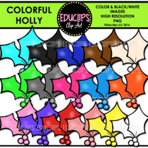 Colorful Holly Clip Art Bundle {Educlips Clipart}