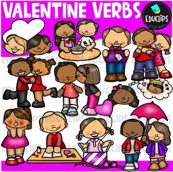 Valentine Verbs Clip Art Set {Educlips Clipart}