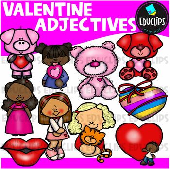 Valentine Adjectives Clip Art Set {Educlips Clipart}