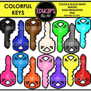 Colorful Keys Clip Art Bundle {Educlips Clipart}