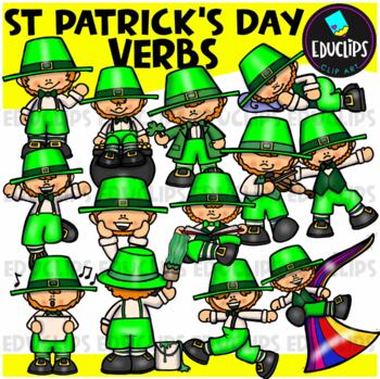St Patrick's Day Verbs Clip Art Set {Educlips Clipart}