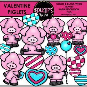 Valentine Piglets Clip Art Bundle {Educlips Clipart}