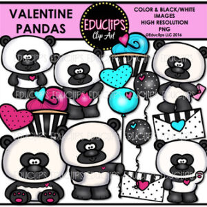 Valentine Pandas Clip Art Bundle {Educlips Clipart}