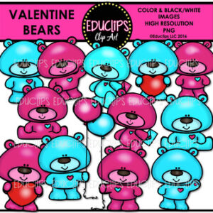 Valentine Bears Clip Art Bundle {Educlips Clipart}