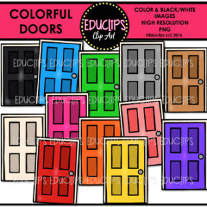 Colorful Doors Clip Art Bundle {Educlips Clipart}
