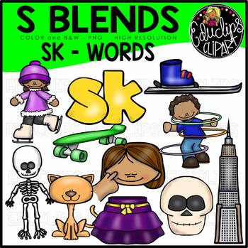 S Blends - SK Words Clip Art Bundle {Educlips Clipart}