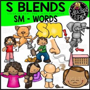 S Blends - SM Words Clip Art Bundle {Educlips Clipart}