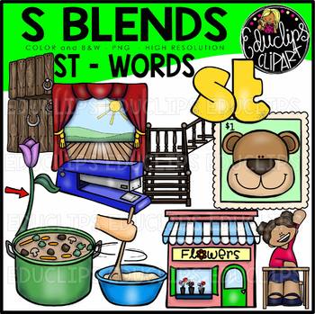 S Blends - ST Words Clip Art Bundle {Educlips Clipart}