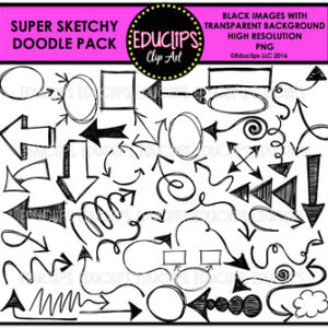 Super Sketchy Doodle Clip Art Pack {Educlips Clipart}