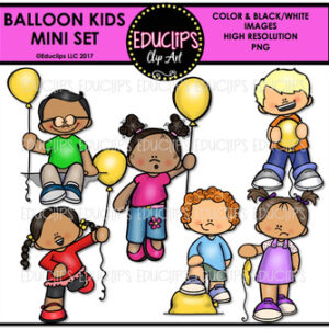 Balloon Kids Mini Clip Art Bundle {Educlips Clipart}