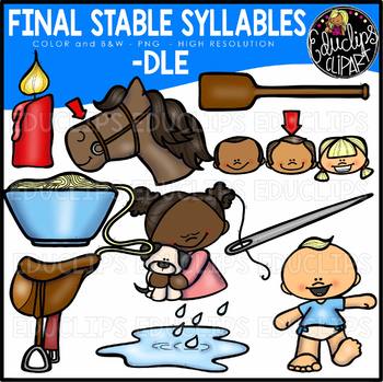 Final Stable Syllables -DLE {Educlips Clipart}