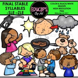 Final Stable Syllables -SLE & -ZLE {Educlips Clipart}
