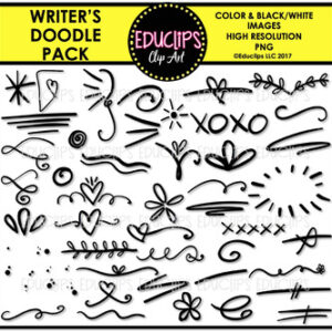 Writer's Doodle Clip Art Pack {Educlips Clipart}
