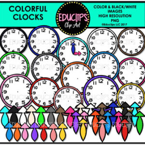Colorful Clocks Clip Art Bundle {Educlips Clipart}