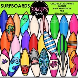 Surfboards Clip Art Set {Educlips Clipart}