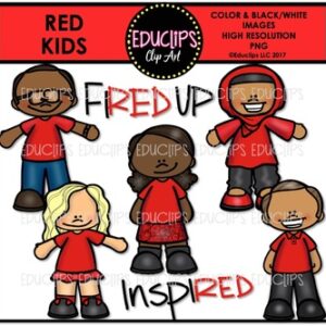Red Kids Clipart Bundle {Educlips Clipart}