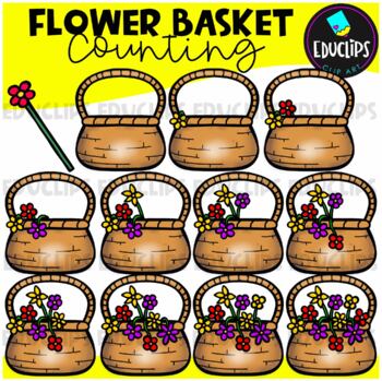 Flower Basket Counting Clip Art Set  {Educlips Clipart}