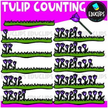 Tulip Counting Clip Art Set  {Educlips Clipart}