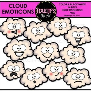 Cloud Emoticons Clip Art Bundle {Educlips Clipart}