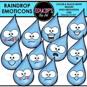 Raindrop Emoticons Clip Art Bundle {Educlips Clipart}