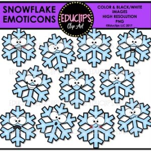 Snowflake Emoticons Clip Art Bundle {Educlips Clipart}