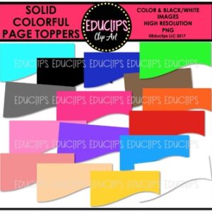 Colorful Solid Page Toppers Clip Art Bundle {Educlips Clipart}