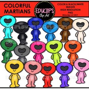 Colorful Martians Clip Art Bundle {Educlips Clipart}