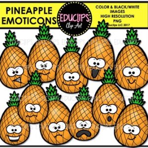 Pineapple Emoticons Clip Art Bundle {Educlips Clipart}