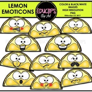 Lemon Emoticons Clip Art Bundle {Educlips Clipart}