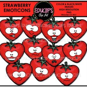 Strawberry Emoticons Clip Art Bundle {Educlips Clipart}