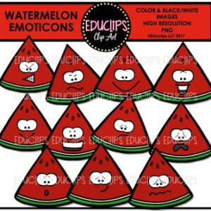 Watermelon Emoticons Clip Art Bundle {Educlips Clipart}